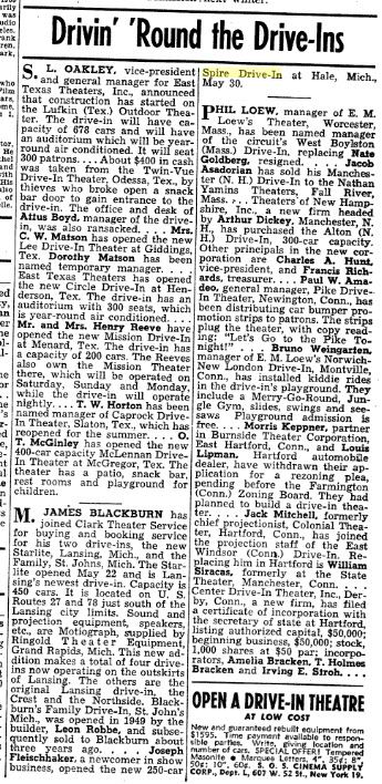 Spire Drive-In Theatre - Billboard Mag Jun 13 1953 From Bobby P (newer photo)